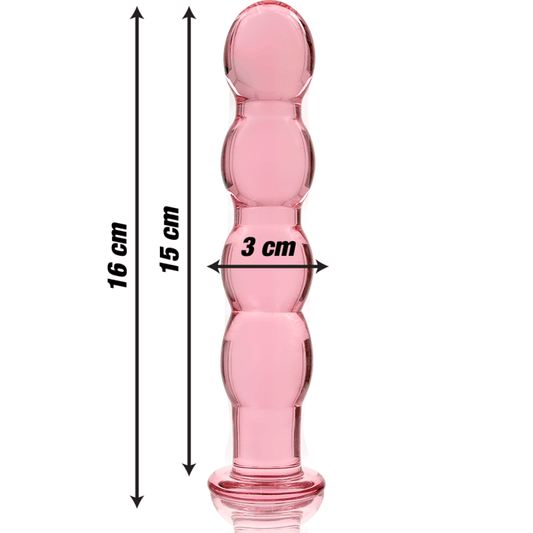 Dimensiones del dildo de cristal borosilicato con perlas