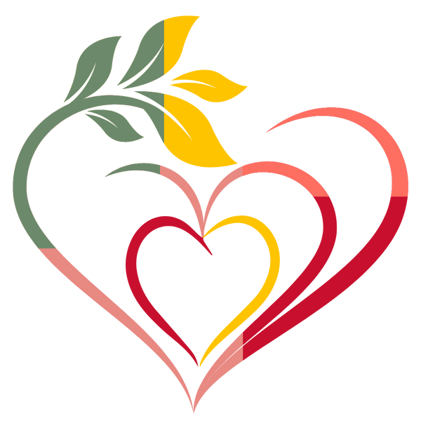 Logo íntimo natural - Coeur avec plusieurs couleurs - feuillages au bout du coeur