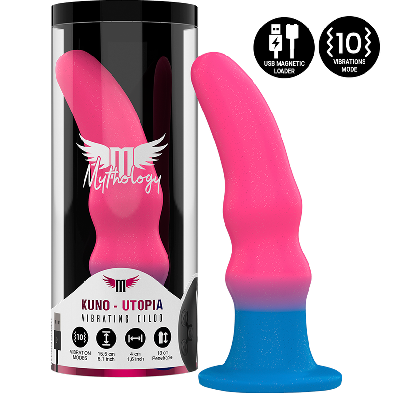Consolador vibrador anal de silicona Kuno Utopia Mythology con envase cilíndrico