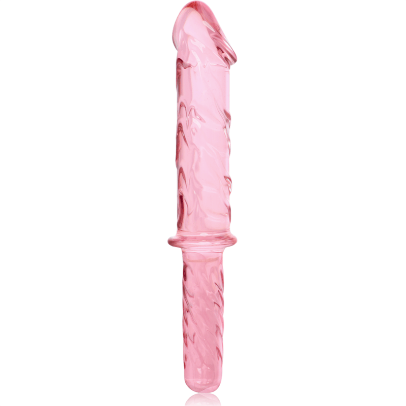 Dildo de cristal borosilicato realista XXL en color rosa
