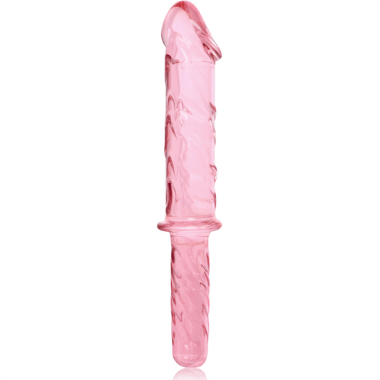 Dildo de cristal borosilicato realista XXL en color rosa
