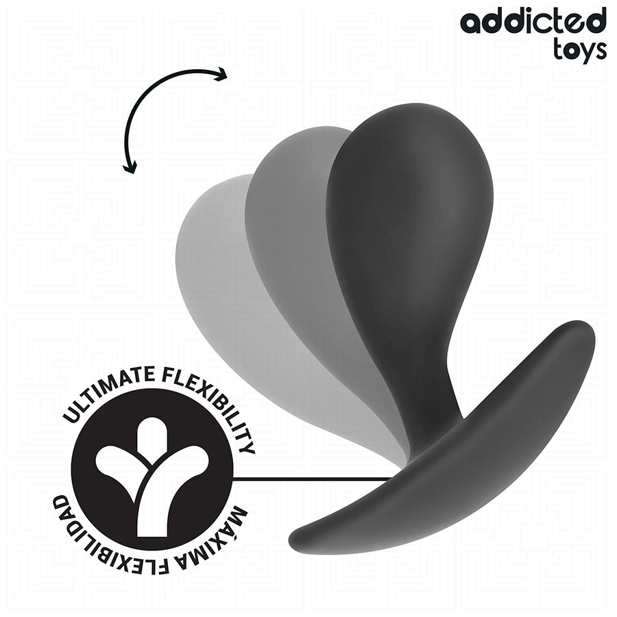 Ilustración que demuestra la flexibilidad del cuello del juguete, mostrando cómo el cuerpo de silicona se dobla lateralmente para adaptarse al movimiento del cuerpo.