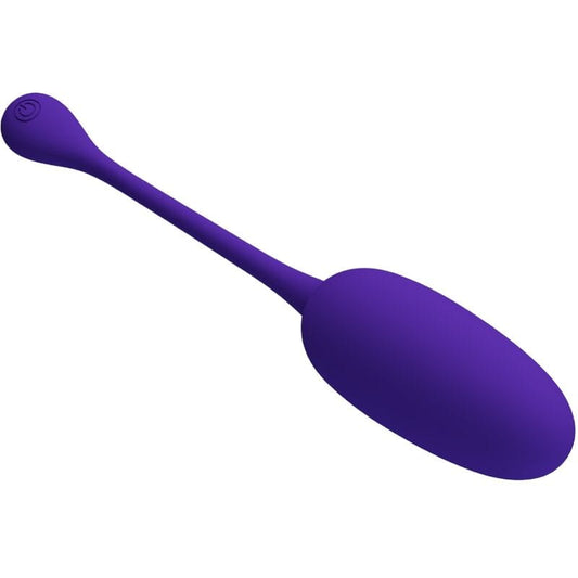 Huevo vibrador Pretty Love Knucker morado de silicona suave con múltiples modos de vibración. Vista de perfil