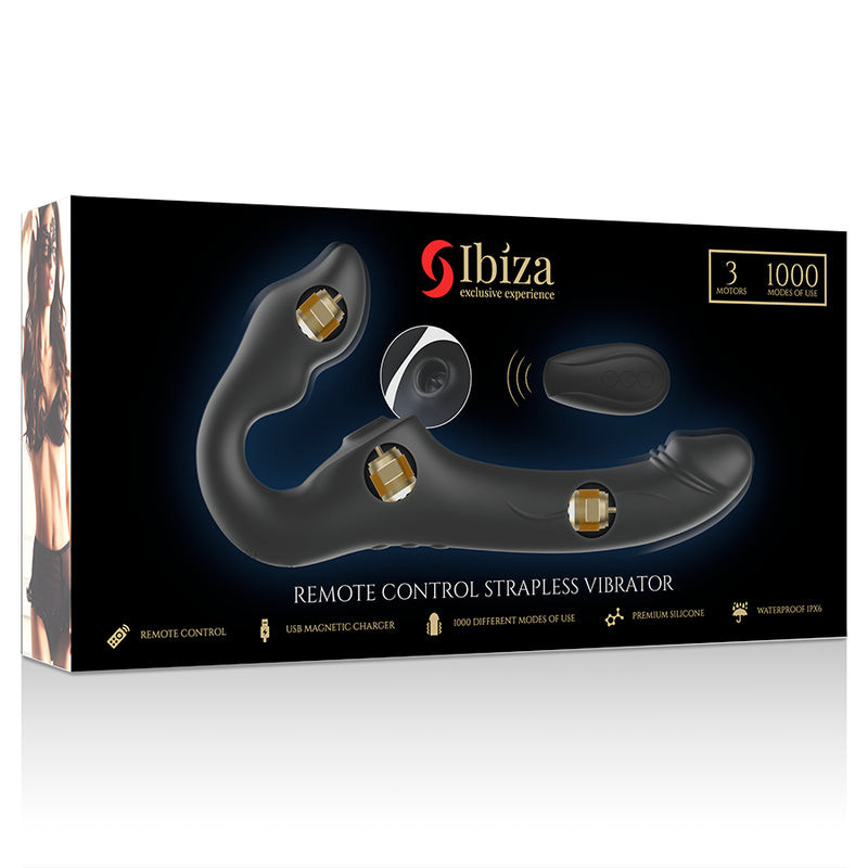 IBIZA - VIBRATEUR SANS SANGLE TÉLÉCOMMANDE 3 MOTEURS 1000 COMBINAISONS. - Naturel Ethique