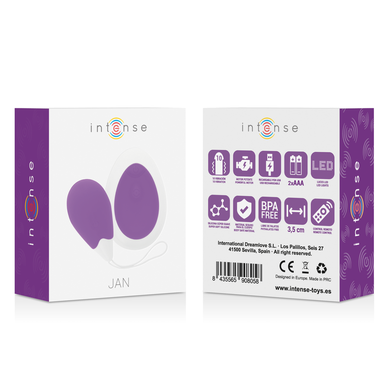 INTENSE - OEUF VIBRANT TÉLÉCOMMANDE JAN LILAS - Naturel Ethique