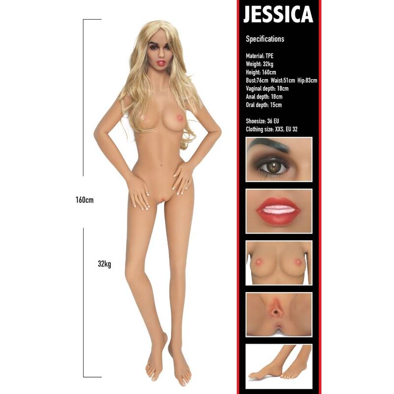 Muñeca sexual realista - Jessica 160 cm White Smoke
