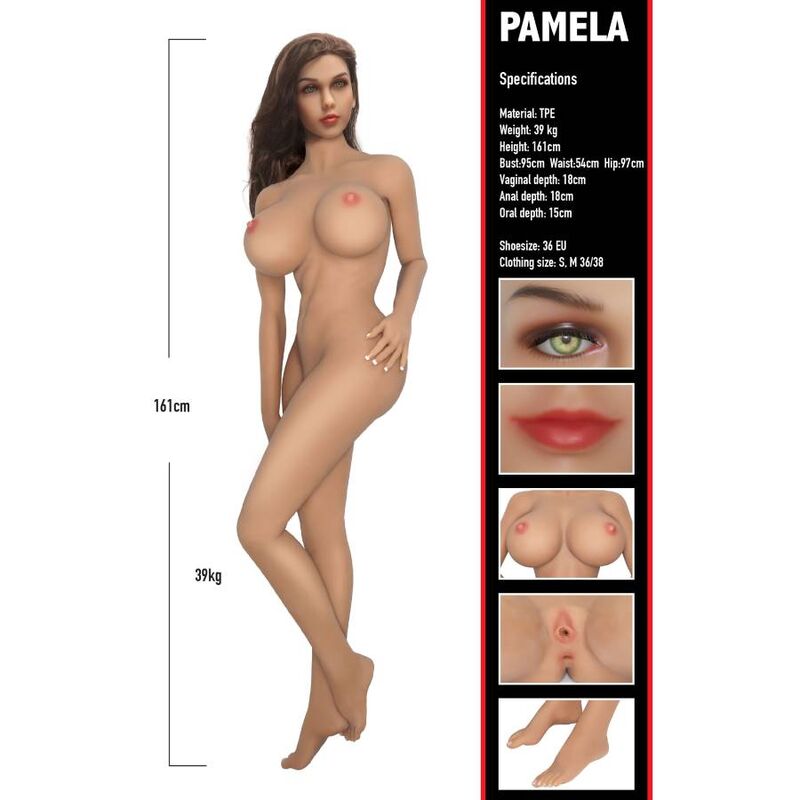 Muñeca sexual realista - Pamela 161 cm White Smoke