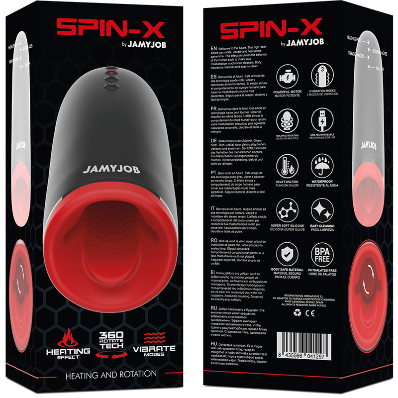 JAMYJOB - MASTURBATEUR CHAUFFANT ET ROTATION SPIN-X - Naturel Ethique