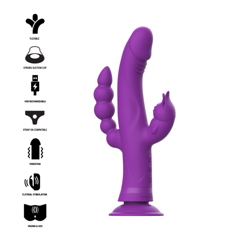INTENSE - VIBRATEUR EN SILICONE CASANOVA RABBIT TRIPLE MOTEUR VIOLET - Naturel Ethique