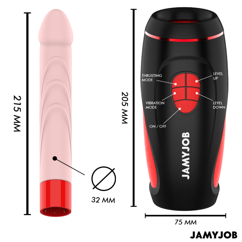 JAMYJOB - PYSTON BASE MASTURBADOR AUTOMÁTICO CON DILDO CONTROL REMOTO White Smoke