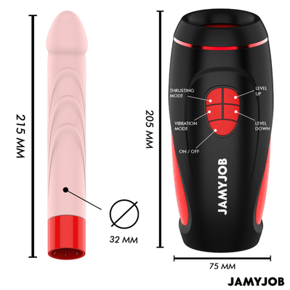 JAMYJOB - PYSTON BASE MASTURBADOR AUTOMÁTICO CON DILDO CONTROL REMOTO White Smoke