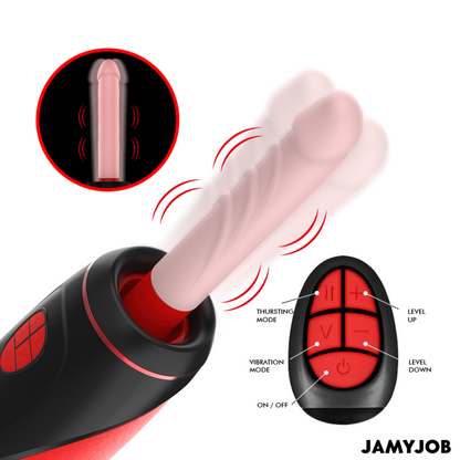 JAMYJOB - PYSTON BASE MASTURBADOR AUTOMÁTICO CON DILDO CONTROL REMOTO White Smoke