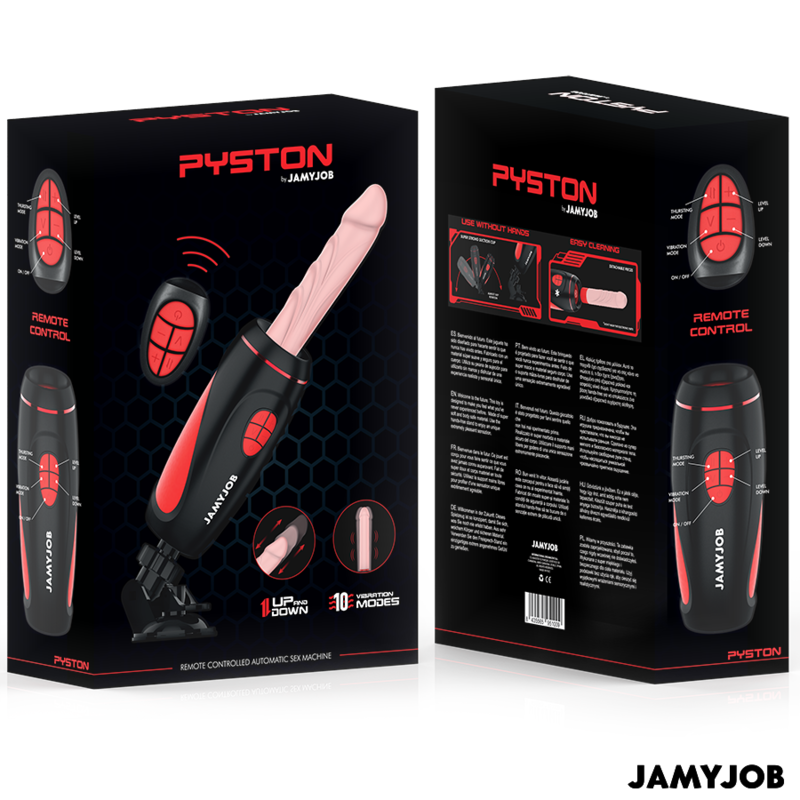 JAMYJOB - PYSTON BASE MASTURBADOR AUTOMÁTICO CON DILDO CONTROL REMOTO Black