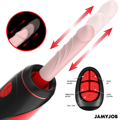 JAMYJOB - PYSTON BASE MASTURBADOR AUTOMÁTICO CON DILDO CONTROL REMOTO White Smoke
