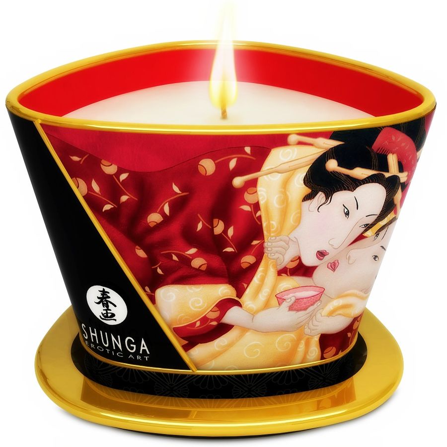 SHUNGA - MINI CARESSE AUX BOUGIES FRAISES ET BOUGIE DE MASSAGE CAVA 170 ML White Smoke