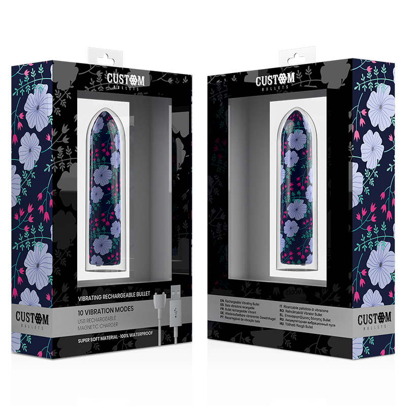 CUSTOM BULLETS - PERSONNALISÉS RECHARGEABLE PRINTEMPS 10 INTENSITIES Black Printemps,Vache,Leopard,Floral,Serpent