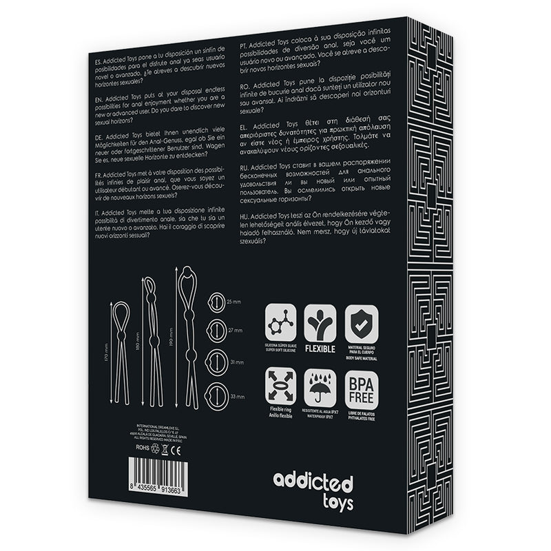 ADDICTED TOYS - ENSEMBLE DANNEAU PÉNIAL FLEXIBLE EN SILICONE 7 PIÈCES - Naturel Ethique