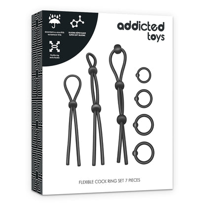 ADDICTED TOYS - ENSEMBLE DANNEAU PÉNIAL FLEXIBLE EN SILICONE 7 PIÈCES - Naturel Ethique