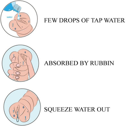 Funcionamiento del material Waterskin autolubricante en una manga masturbadora al absorber y liberar agua