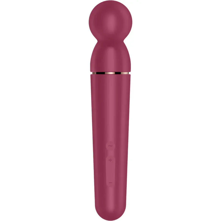 Masajeador corporal Satisfyer Planet Wand-er en color rosa con cabezal redondo de silicona, impermeable IPX7