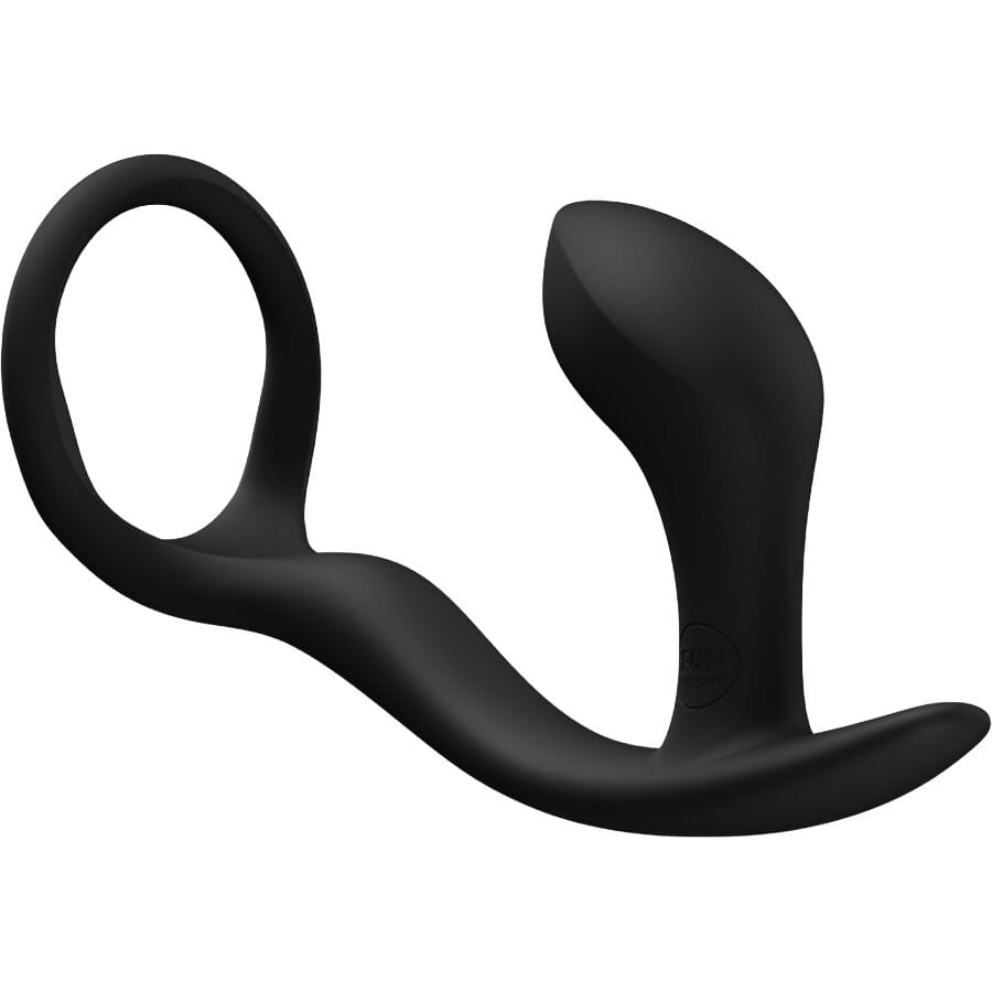 Plug anal Bootie Ring negro con anillo para mayor control y seguridad
