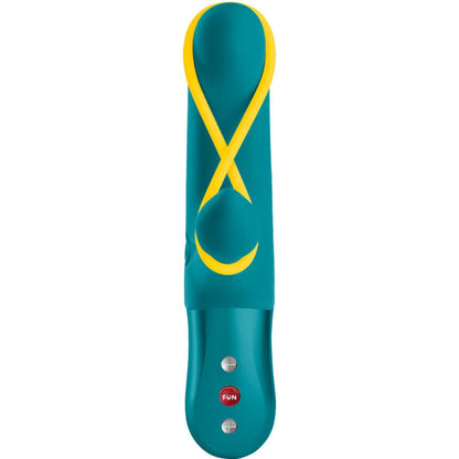 Vibrador rabbit Amorino aguamarina vista frontal con botones de control